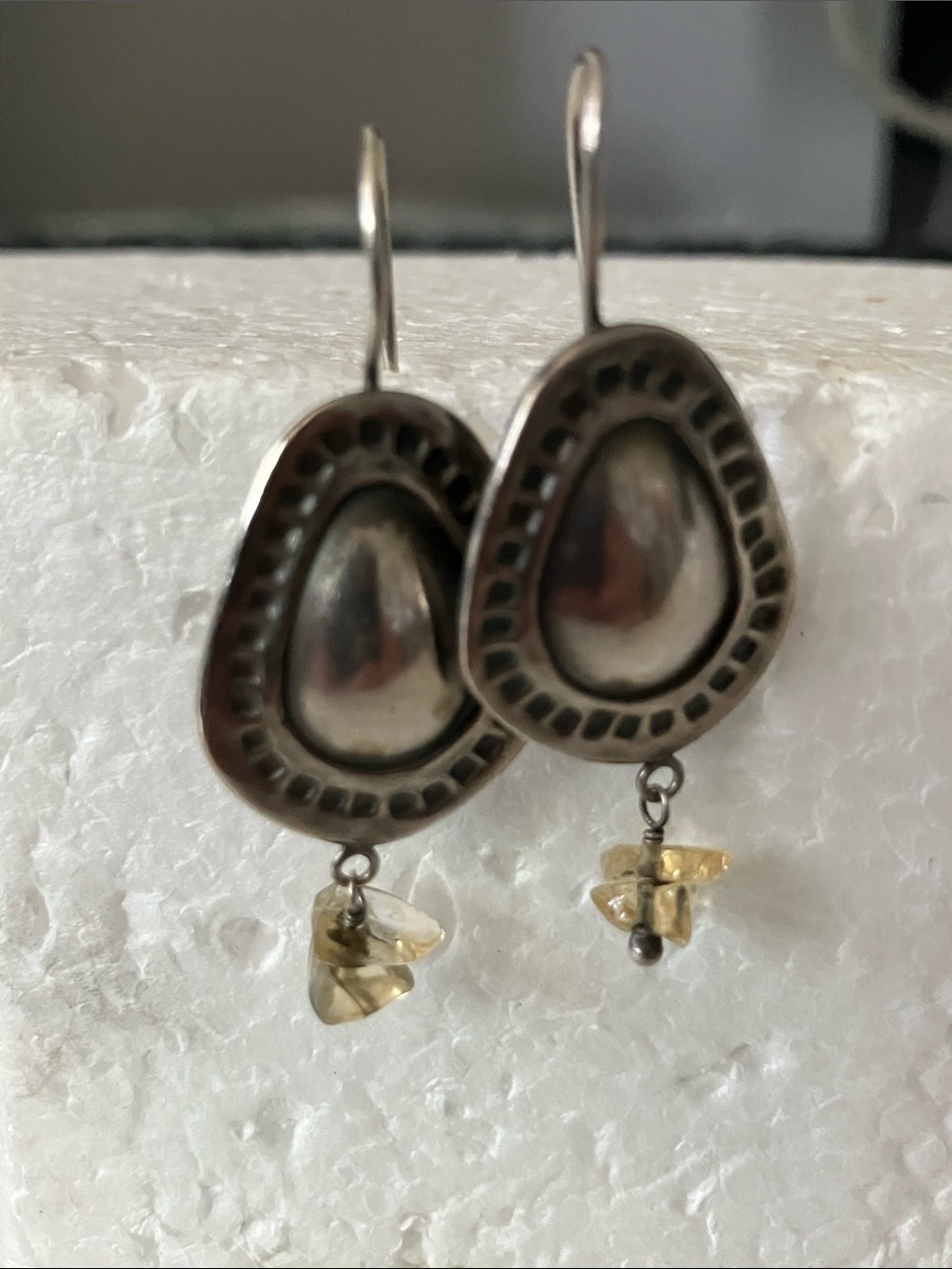 Silpada Sterling-Style Teardrop Earrings with Citrine Chip Drops - Picture 2 of 6